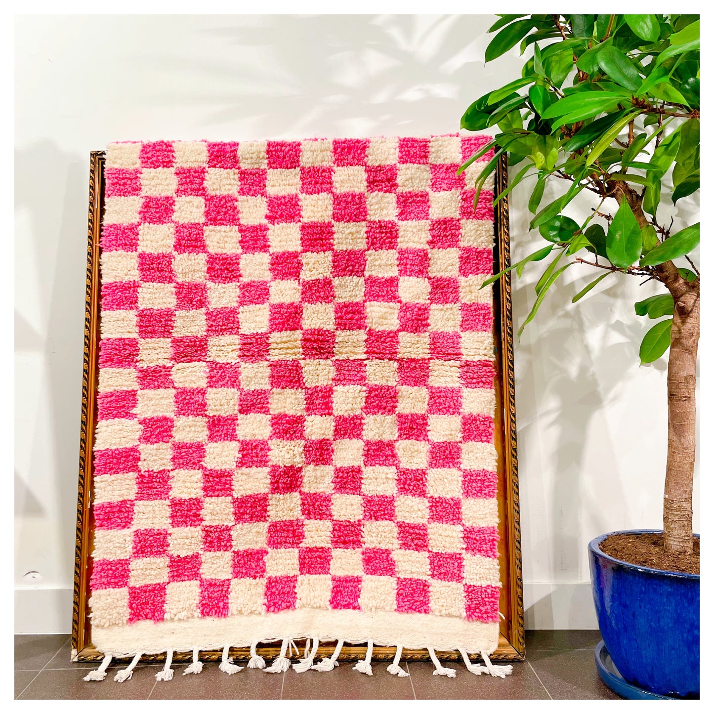 Damier rose - Tapis berbère Médium