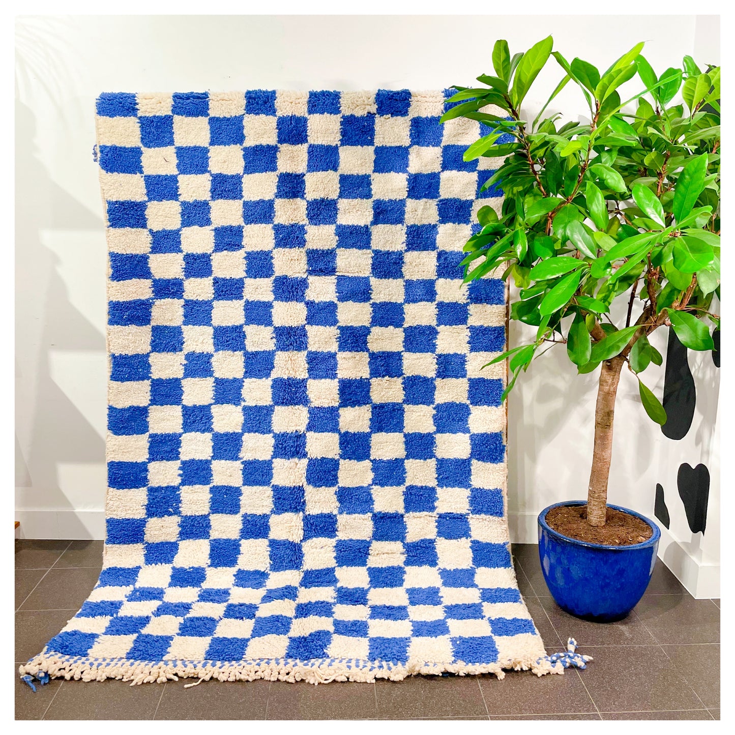 Damier bleu - Tapis berbère XL