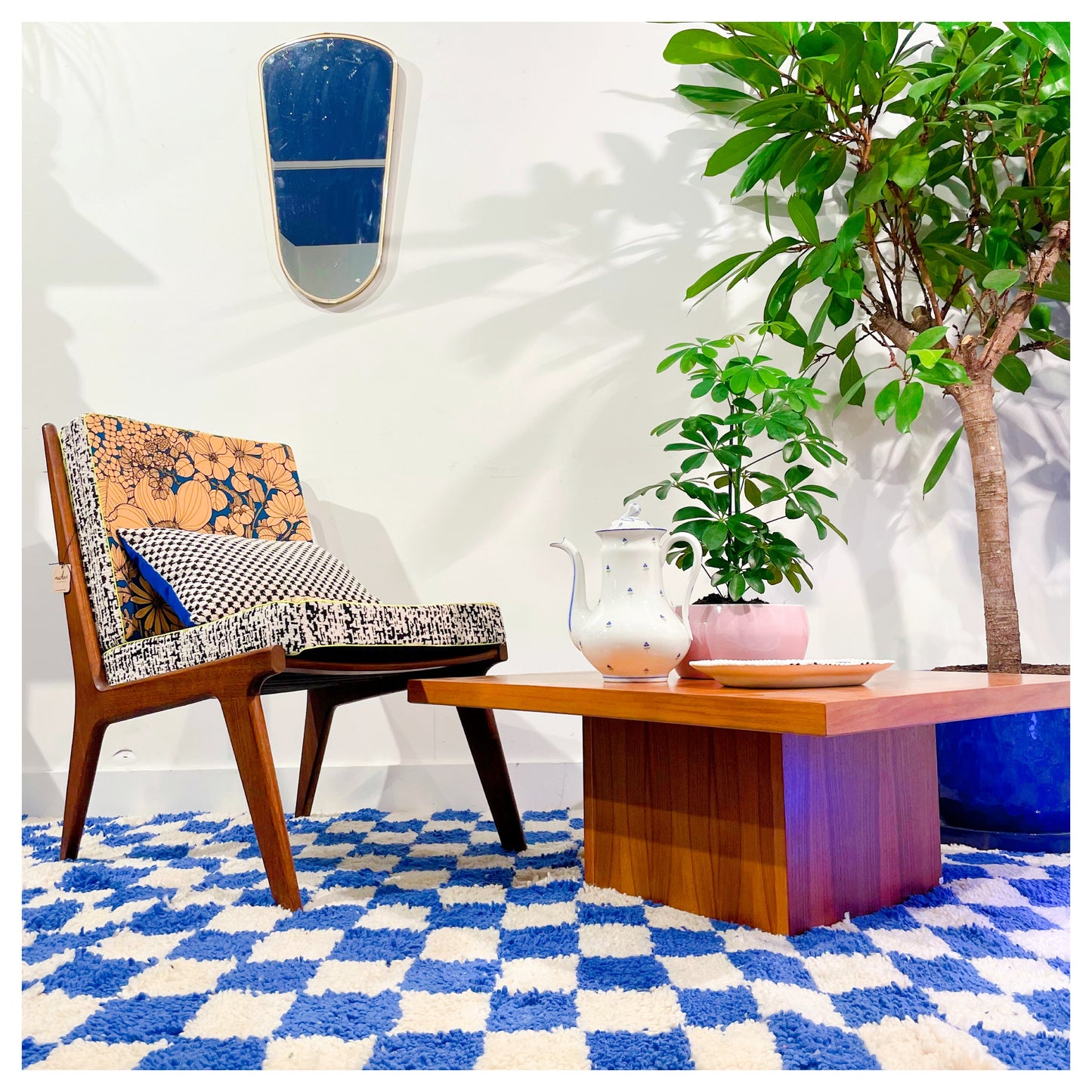 Damier bleu - Tapis berbère XL