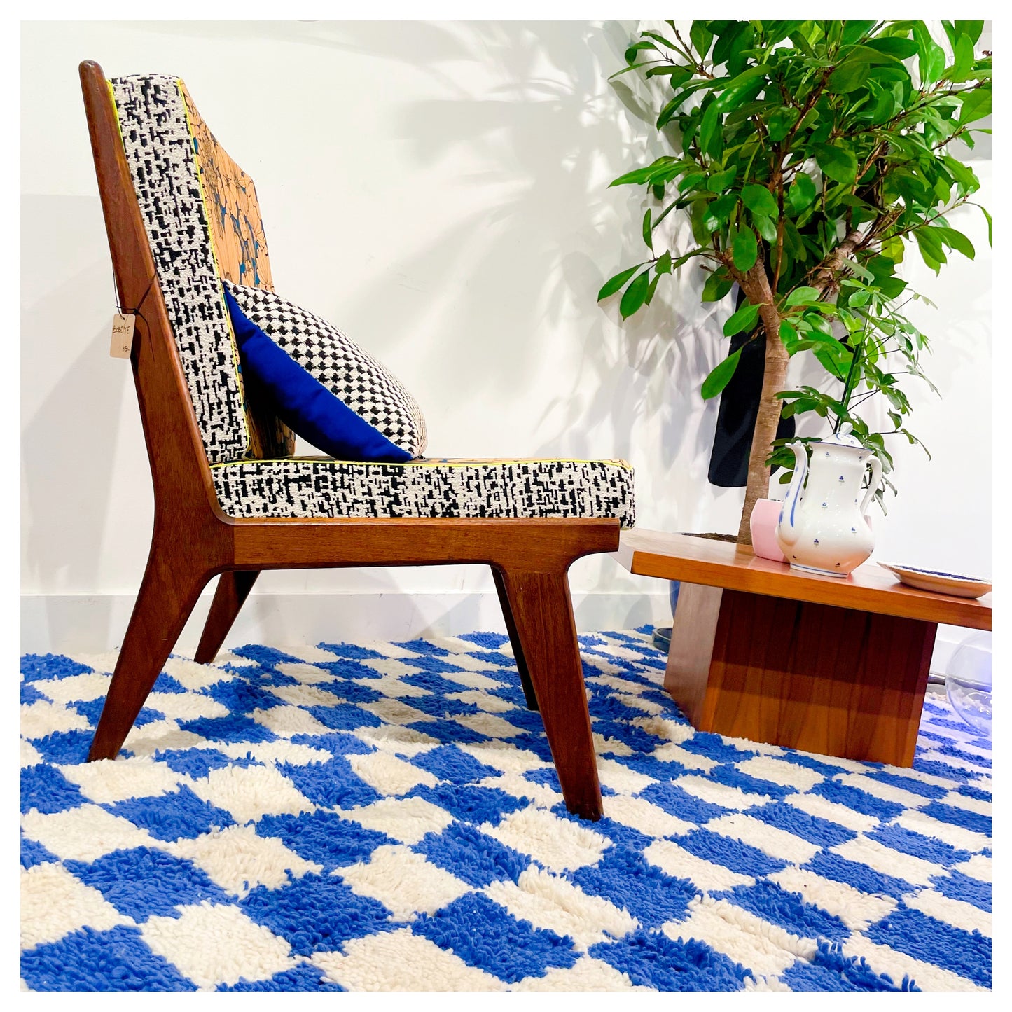 Damier bleu - Tapis berbère XL