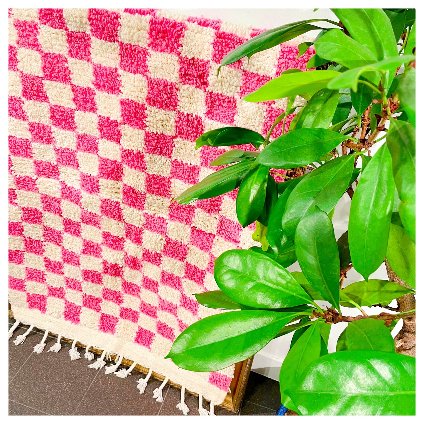 Damier rose - Tapis berbère Médium
