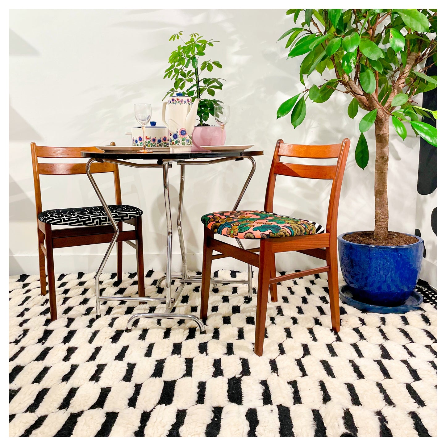 Fluffy noir et blanc - Tapis berbère XL