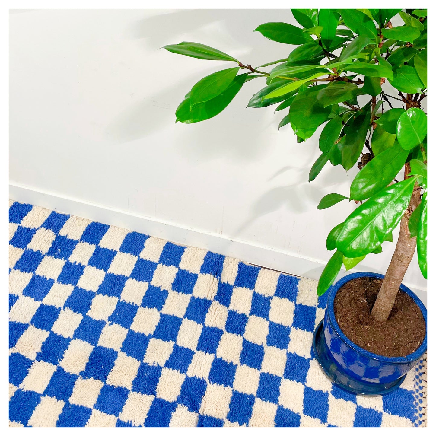 Damier bleu - Tapis berbère XL