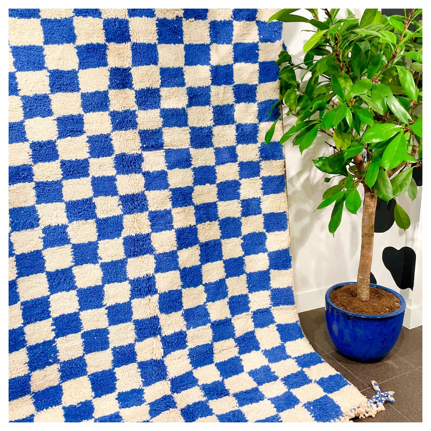 Damier bleu - Tapis berbère XL