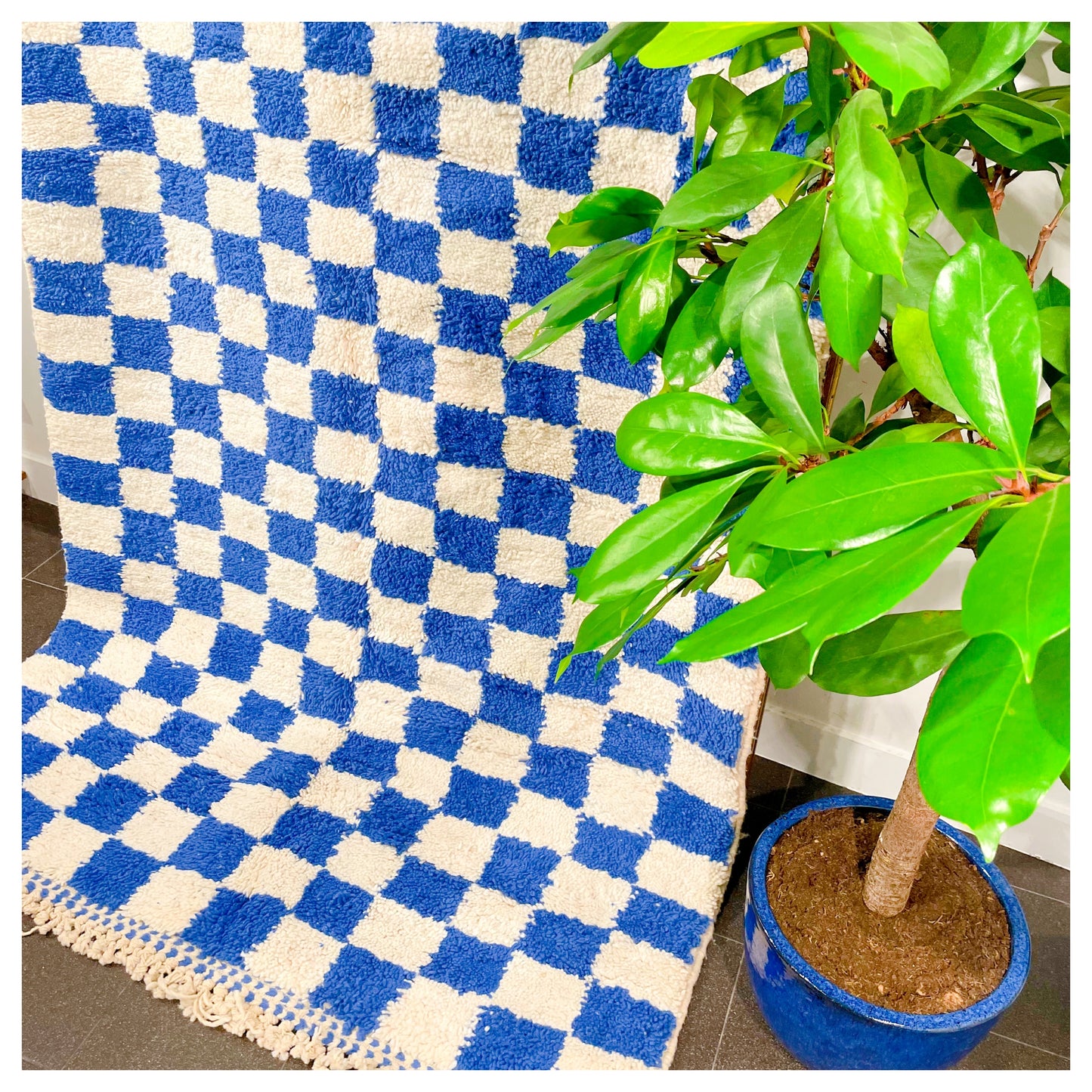 Damier bleu - Tapis berbère XL