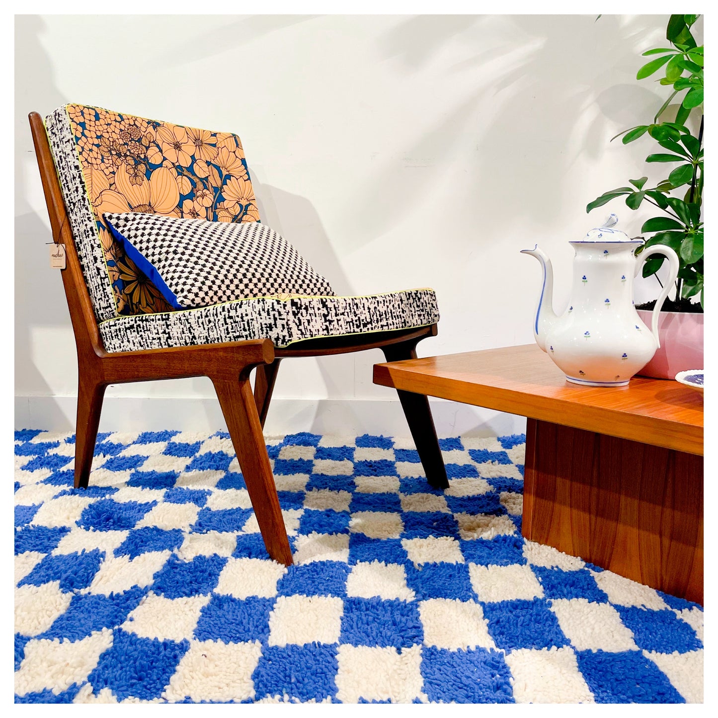 Damier bleu - Tapis berbère XL