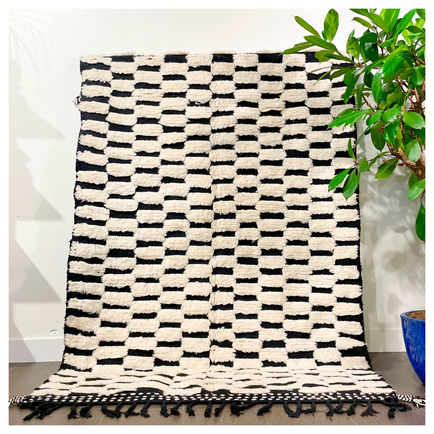 Fluffy noir et blanc - Tapis berbère XL
