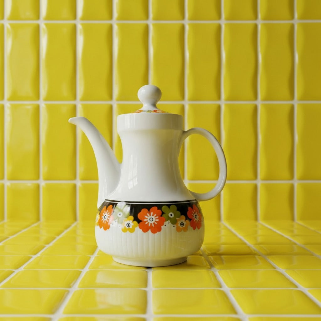 Cafetière / théière vintage fleurie – seventies