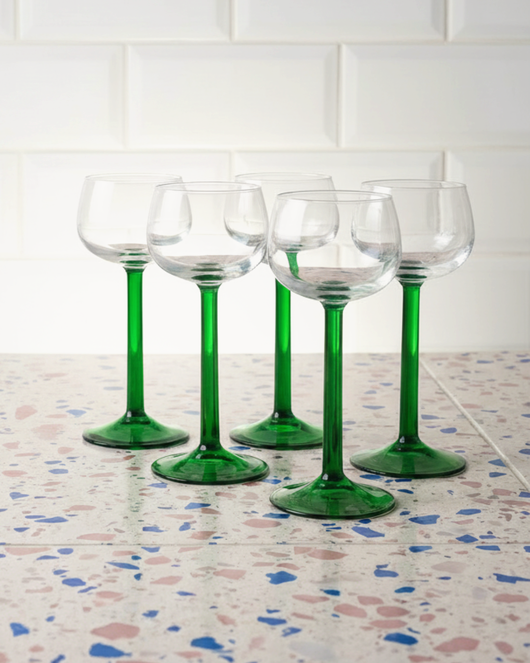 Lot de 5 verres à vin Luminarc - Pied vert