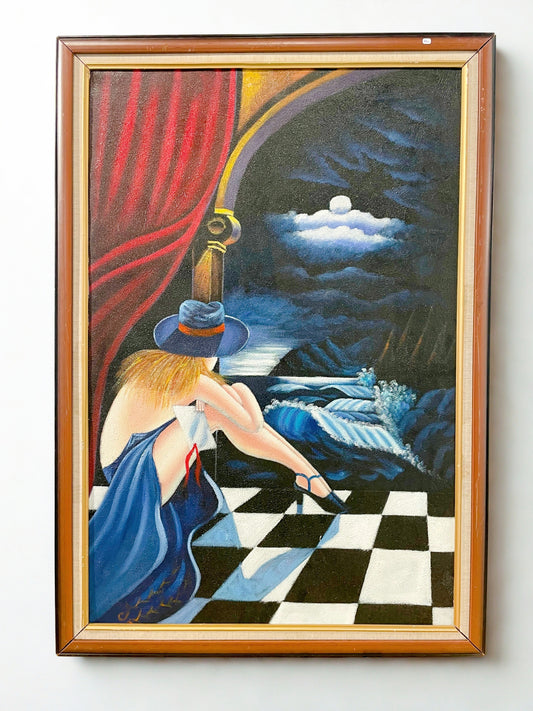 Grande peinture femme vue sur mer