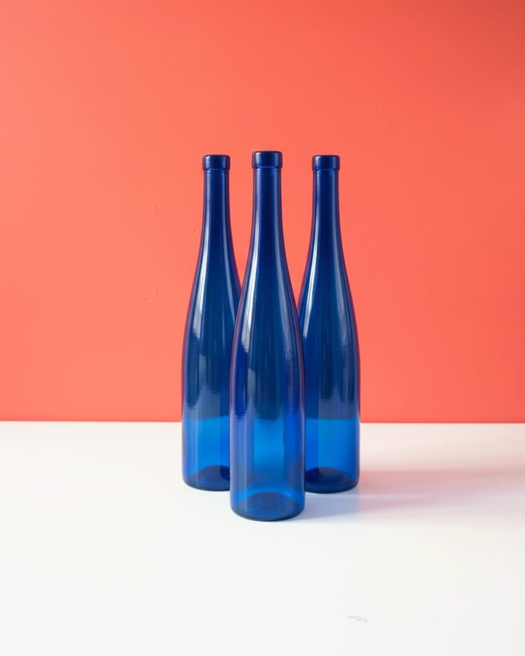 Bouteille / soliflore en verre bleu cobalt vintage