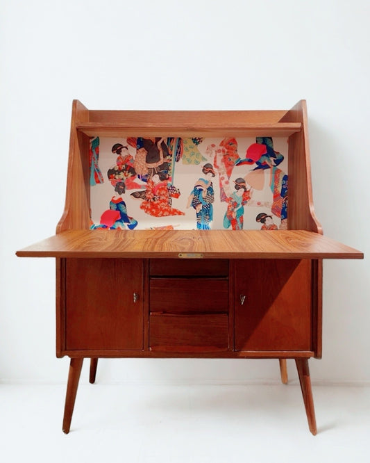 Secrétaire vintage Mid-Century - fond geisha