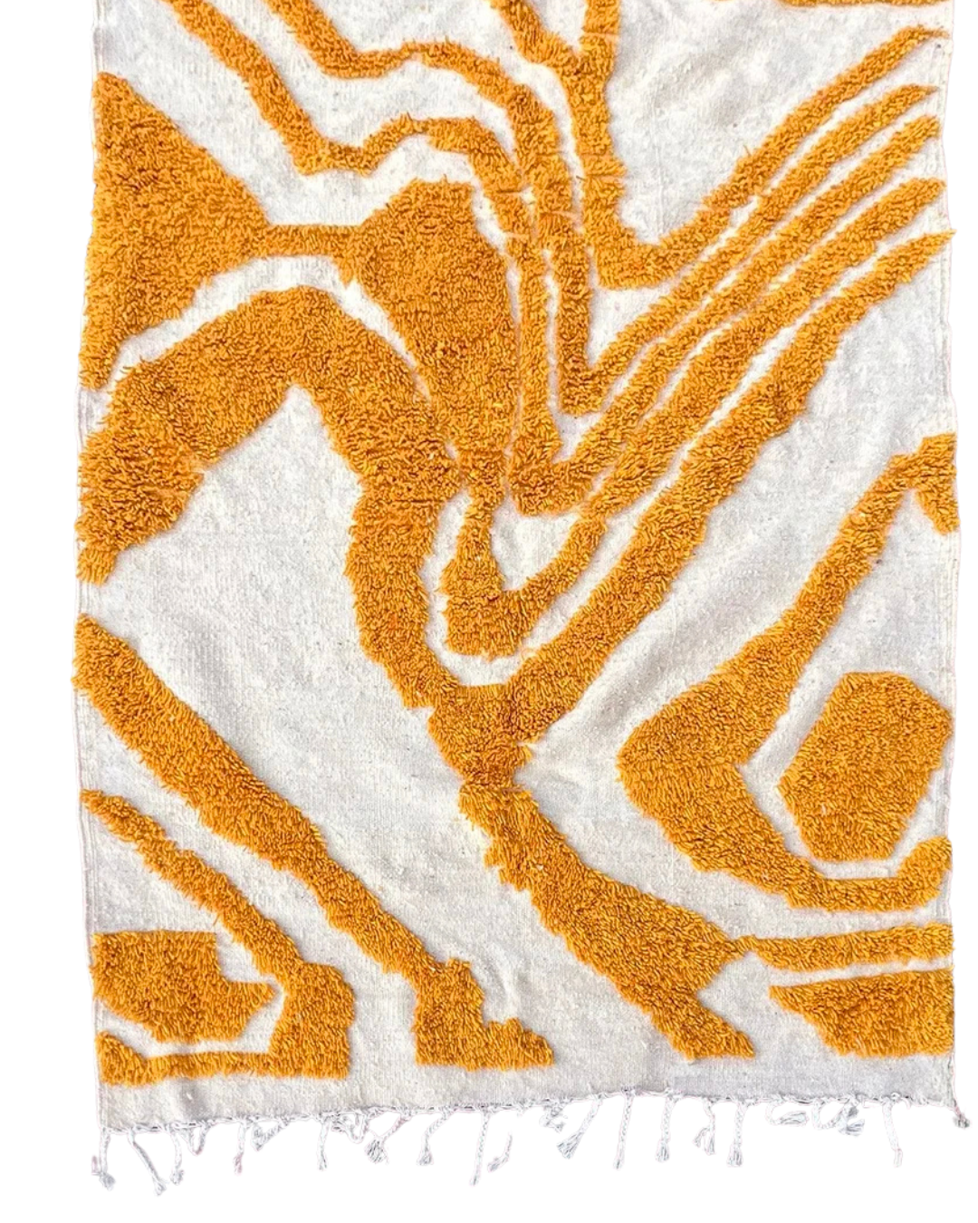 Tapis berbère jaune et crème – 200 × 143 cm