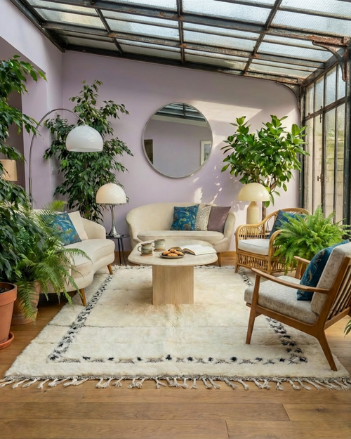 Tapis berbère XXL 290x200cm - épuré blanc et noir