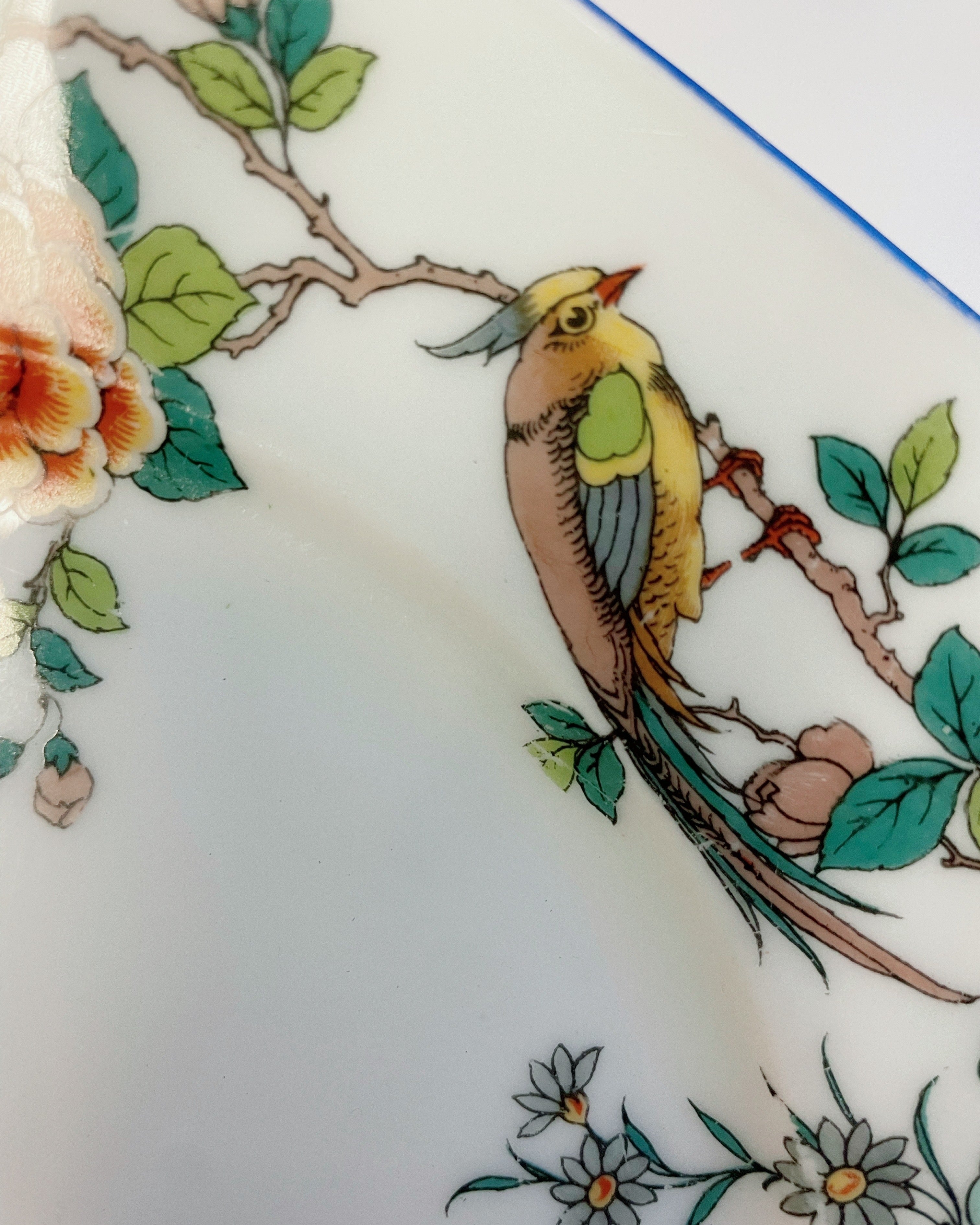Lot de 6 assiettes vintage Union T – décor floral et oiseaux