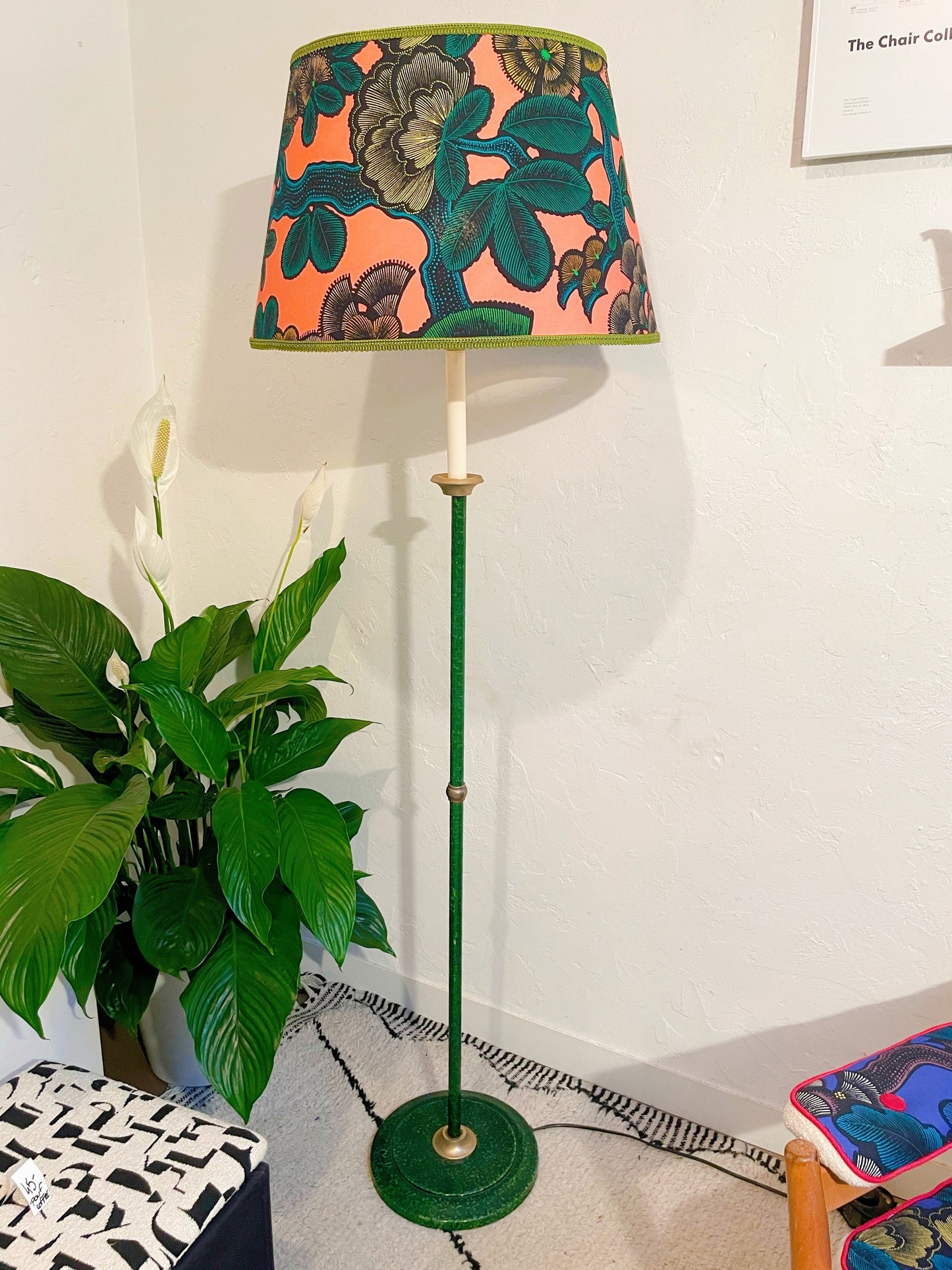 Lampadaire vintage et son nouvel abat-jour floral
