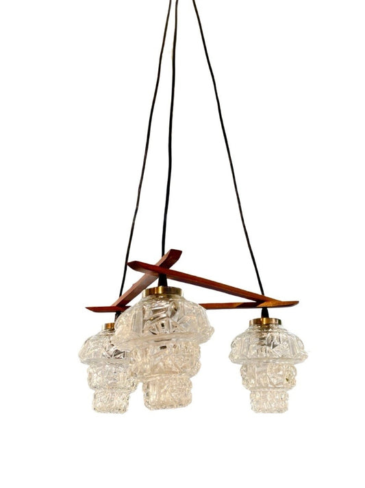 Suspension vintage 70’ teck et verre