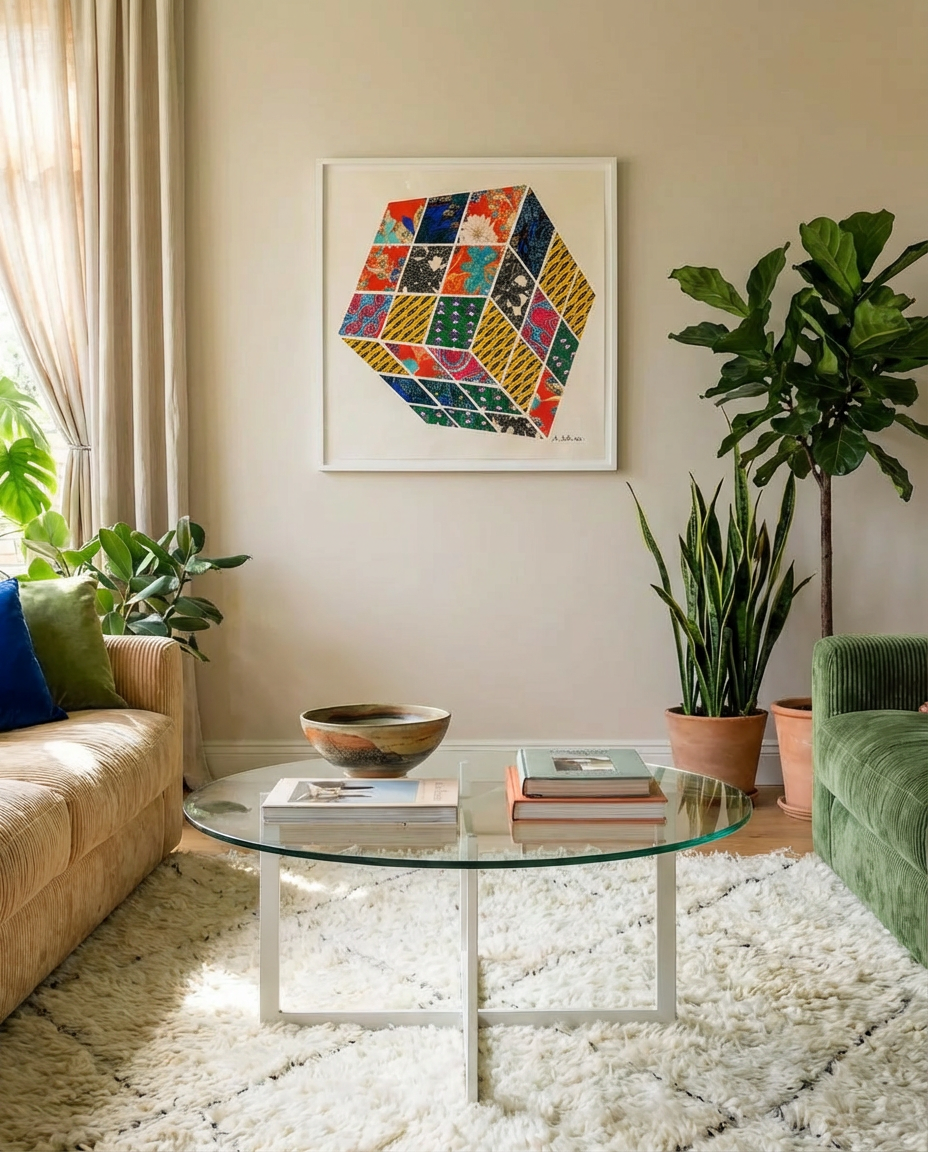 Tableau textile Rubik’s cube 90x90cm - Myriam Zahri. 2022.