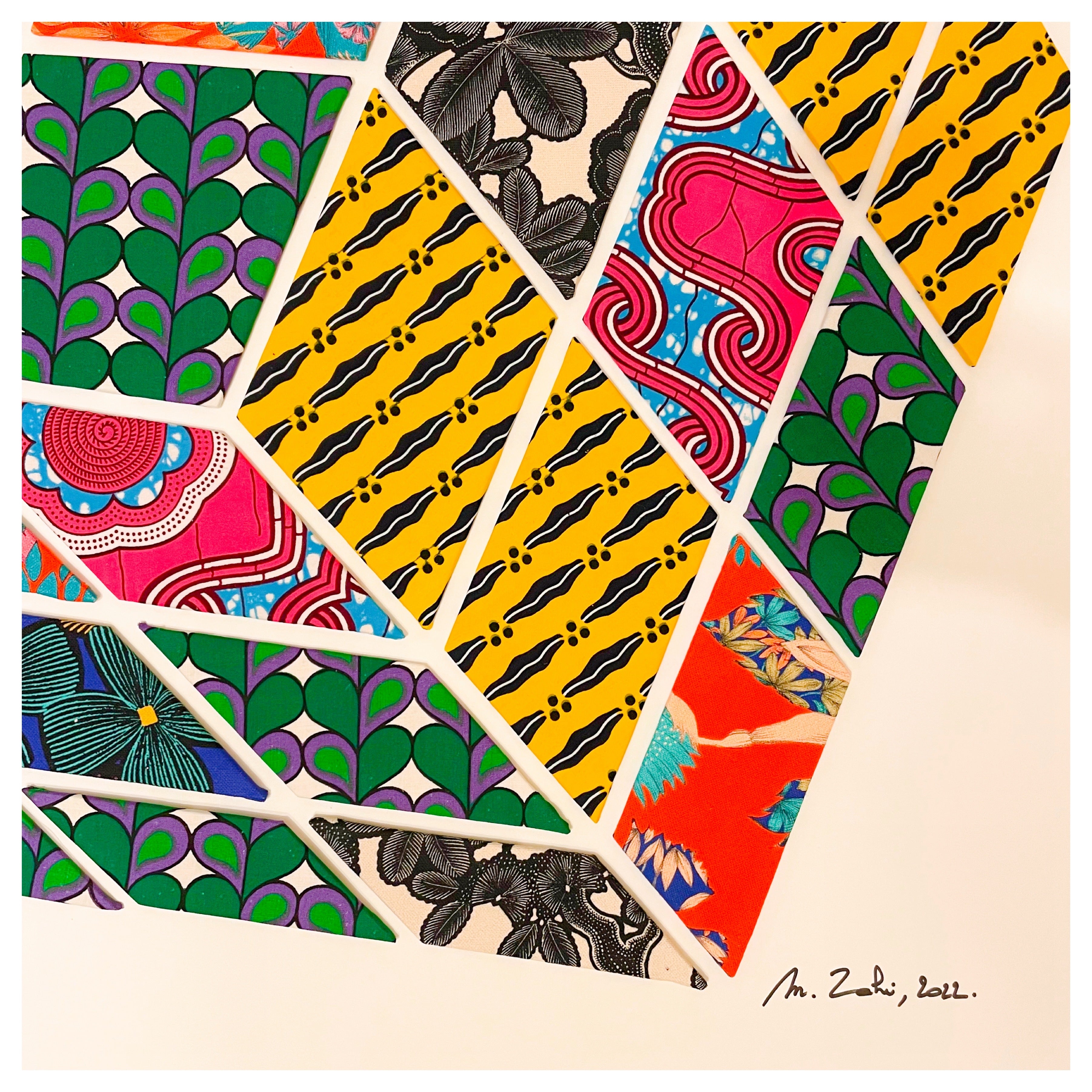 Tableau textile Rubik’s cube - Myriam Zahri. 2022.