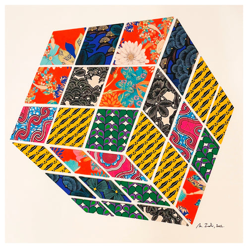Tableau textile Rubik’s cube - Myriam Zahri. 2022.